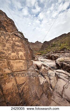 Petroglyphs at the Hieroglyphic Canyon Trail, at Gold Canyon, Superstition Mountain Range; Arizona, United States of America View Large Photo Image Stock Photography - Petroglyphs at the Hieroglyphic Canyon Trail, at Gold Canyon, Superstition Mountain Range; Arizona, United States of America. Fotosearch
