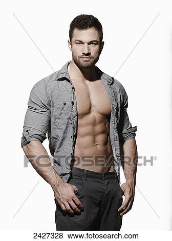 Stock Photo - Portrait of a muscular young man. Fotosearch