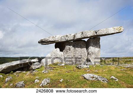 Stock Photo - Poulnabrone Dolmen, near Ballyvaghan; County Clare, Ireland. Fotosearch