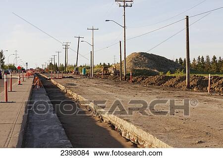 Picture - Road construction; Edmonton, Alberta, Canada. Fotosearch