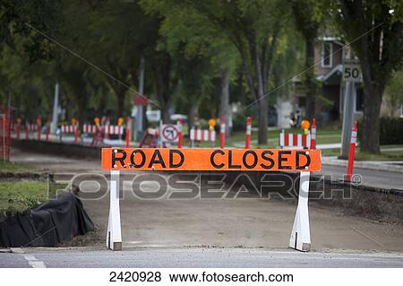Stock Photo - Road construction in residential area; St. Albert, Alberta, Canada. Fotosearch