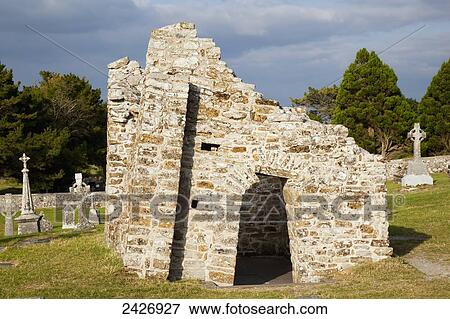 Ruins of a building and a cemetery; Clonmacnoise, County Offaly, Ireland View Large Photo Image Stock Photo - Ruins of a building and a cemetery; Clonmacnoise, County Offaly, Ireland. Fotosearch