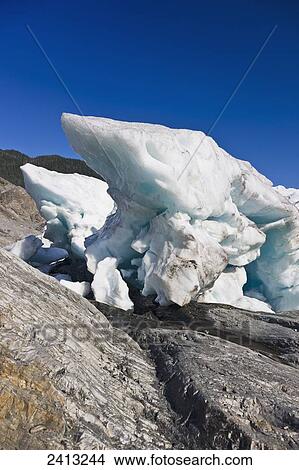 Picture - Seracs at the retreating edge of Mendenhall glacier; Juneau, Alaska, United States of America. Fotosearch