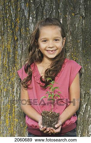 Seven Year Old Girl Holding Seedling Beside Tree, Winnipeg, Canada View Large Photo Image Stock Photo - Seven Year Old Girl Holding Seedling Beside Tree, Winnipeg, Canada. Fotosearch