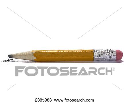 Stock Image - Short sharpened pencil on a white background. Fotosearch
