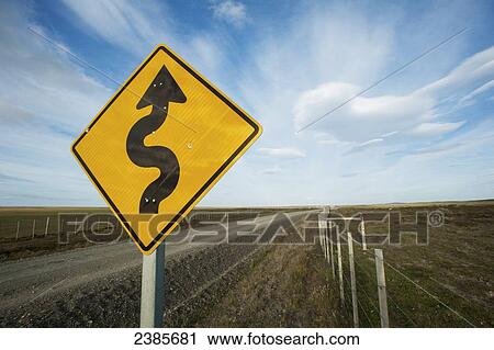 Sign for curving gravel road; Punta Arenas, Magallanes, Chile View Large Photo Image Stock Image - Sign for curving gravel road; Punta Arenas, Magallanes, Chile. Fotosearch