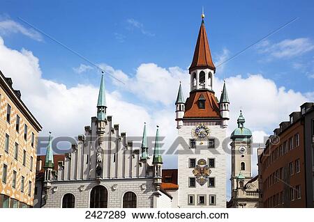 Stock Photo - Speilzeugmuseum and Heilig-Geist-Kirche Church; Munich, Bayern, Germany. Fotosearch