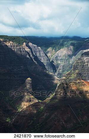 Sunlight brightens the slopes of Waimea Canyon; Kauai, Hawaii, United States of America View Large Photo Image Stock Image - Sunlight brightens the slopes of Waimea Canyon; Kauai, Hawaii, United States of America. Fotosearch