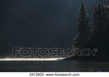Sunlight illuminates the mist coming off the lake at sunrise; Ontario, Canada View Large Photo Image Stock Image - Sunlight illuminates the mist coming off the lake at sunrise; Ontario, Canada. Fotosearch