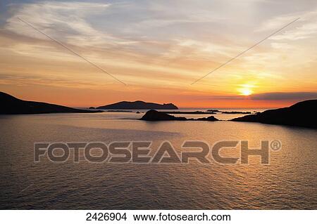 Sunset over Blasket Islands, near Dunquin; Dingle, County Kerry, Ireland View Large Photo Image Picture - Sunset over Blasket Islands, near Dunquin; Dingle, County Kerry, Ireland. Fotosearch
