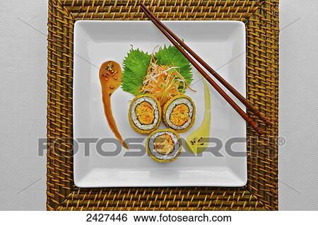 Stock Photograph - Sushi, Maki roll; Honolulu, Hawaii, United States of America. Fotosearch