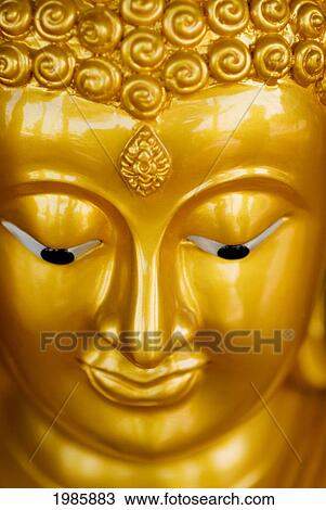 Thailand, Bangkok, Phahurat, Th Phra Phtak, Close-Up Of A Golden Buddha Face. View Large Photo Image Stock Image - Thailand, Bangkok, Phahurat, Th Phra Phtak, Close-Up Of A Golden Buddha Face.. Fotosearch