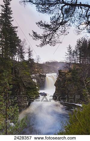 Stock Photo - The Falls of Pattack on the Ardverikie Estate, near Laggan; Scotland. Fotosearch