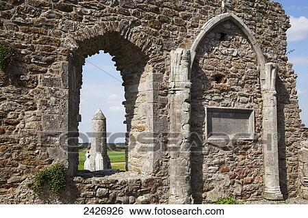 Stock Photograph - The Round tower at Clonmacnoise; County Offaly, Ireland. Fotosearch