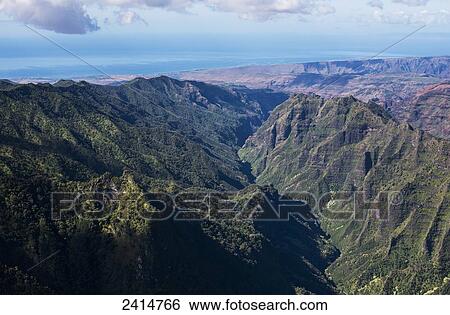 Stock Photograph - The top of Kauai viewed from the air; Kauai, Hawaii, United States of America. Fotosearch