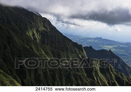 The top of Kauai viewed from the air; Kauai, Hawaii, United States of America View Large Photo Image Stock Photography - The top of Kauai viewed from the air; Kauai, Hawaii, United States of America. Fotosearch