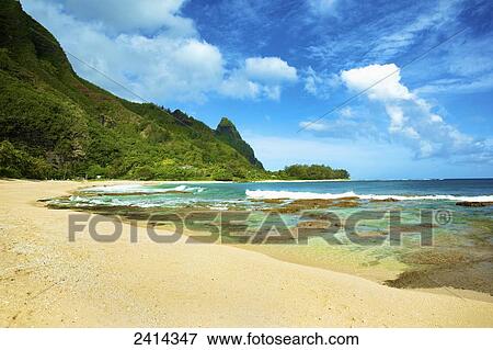 Tunnels beach and the rugged coastline of a hawaiian island; Kauai, Hawaii, United States of America View Large Photo Image Stock Photo - Tunnels beach and the rugged coastline of a hawaiian island; Kauai, Hawaii, United States of America. Fotosearch