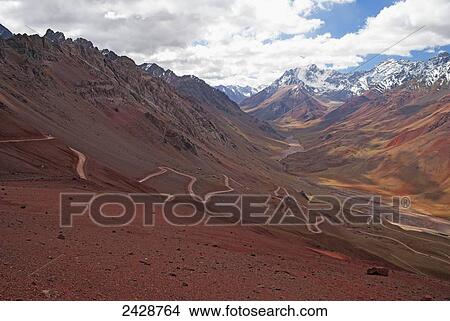 Twisty dirt road on the flank of the Andes; Mendoza, Argentina View Large Photo Image Picture - Twisty dirt road on the flank of the Andes; Mendoza, Argentina. Fotosearch