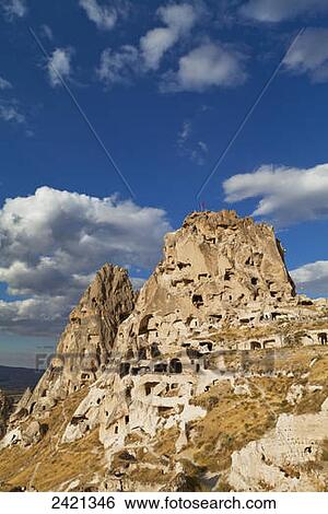 Stock Photograph - Uchisar Castle; Uchisar, Cappadocia, Turkey. Fotosearch