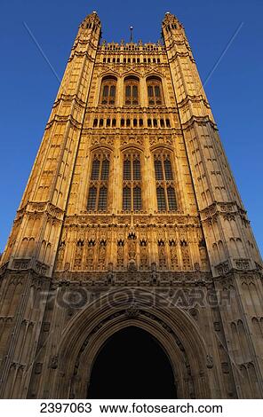 Stock Image - Victoria Tower, Houses of Parliament, Palace of Westminster; London, England. Fotosearch