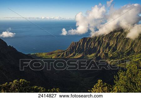View from Puu O Kila Overlook, Na Pali Coast; Kauai, Hawaii, United States of America View Large Photo Image Stock Photo - View from Puu O Kila Overlook, Na Pali Coast; Kauai, Hawaii, United States of America. Fotosearch