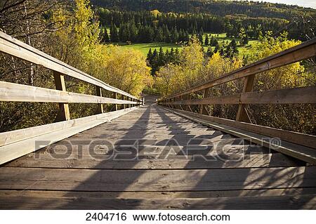 Stock Photograph - View of the Edmonton river valley and stairway; Edmonton, Alberta, Canada. Fotosearch