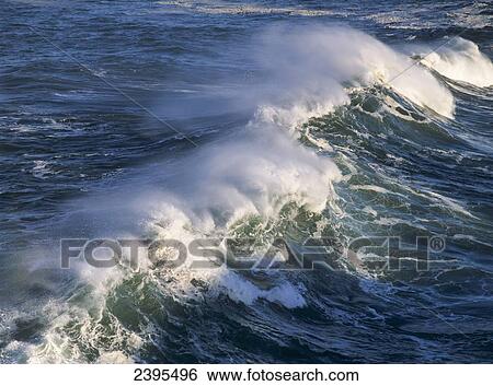 Stock Photograph - Wave breaking at Shore Acres State Park; Charleston, Oregon, United States of America. Fotosearch