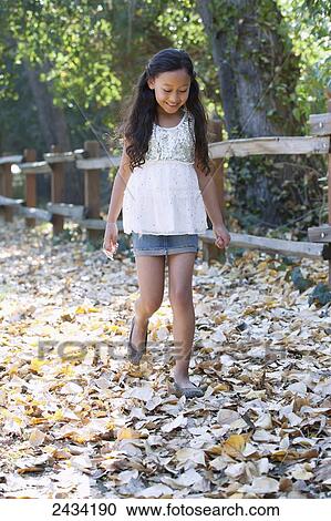 A girl walking and playing in autumn leaves; San Francisco, California, United States of America View Large Photo Image Stock Image - A girl walking and playing in autumn leaves; San Francisco, California, United States of America. Fotosearch