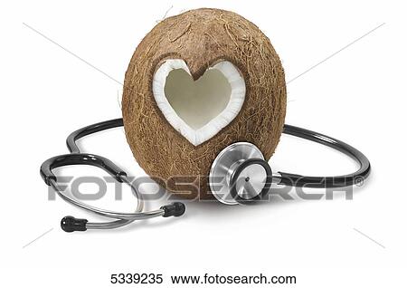 A heart shape cut into a coconut with a stethoscope View Large Photo Image Stock Photography - A heart shape cut into a coconut with a stethoscope. Fotosearch