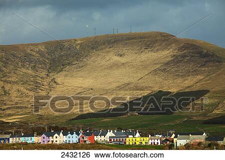 Stock Photograph - Allihies village on the Beara peninsula in West Cork on the Wild Atlantic Way coastal route; County Cork, Ireland. Fotosearch