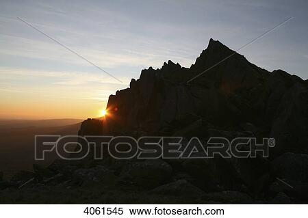 Stock Photography - Atop the Preseli mountains at Carn Meini, origin of the blue stones at Stonehenge; Pembrokeshire, Wales. Fotosearch