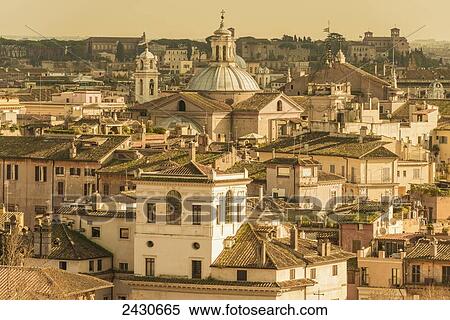 Stock Photography - Buildings in Rome in sepia tone; Rome, Lazio, Italy. Fotosearch