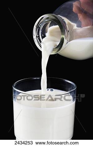 Glass bottle of milk being poured into glass with black background; Calgary, Alberta, Canada View Large Photo Image Stock Image - Glass bottle of milk being poured into glass with black background; Calgary, Alberta, Canada. Fotosearch