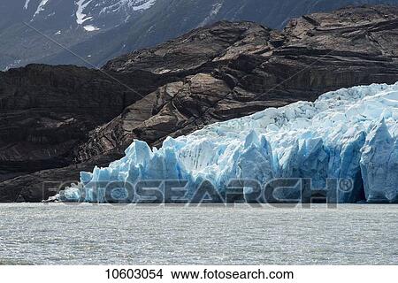 Grey Glacier and Grey Lake in Torres del Paine National Park; Torres del Paine, Magallanes and Antartica Chilena Region, Chile View Large Photo Image Picture - Grey Glacier and Grey Lake in Torres del Paine National Park; Torres del Paine, Magallanes and Antartica Chilena Region, Chile. Fotosearch