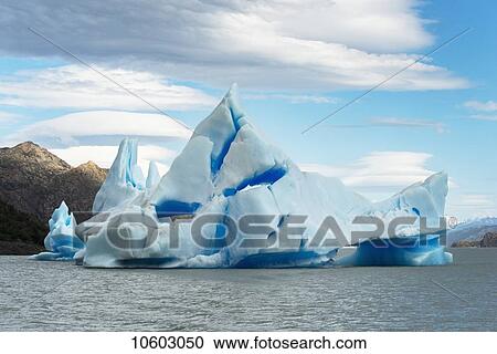 Stock Image - Grey Glacier and Grey Lake, Torres del Paine National Park; Torres del Paine, Magallanes and Antartica Chilena Region, Chile. Fotosearch