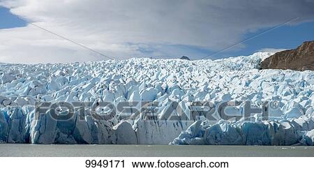 Stock Image - Grey Glacier and Grey Lake, Torres del Paine National Park; Torres del Paine, Magallanes and Antartica Chilena Region, Chile. Fotosearch