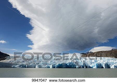 Stock Photo - Grey Glacier and Grey Lake, Torres del Paine National Park; Torres del Paine, Magallanes and Antartica Chilena Region, Chile. Fotosearch