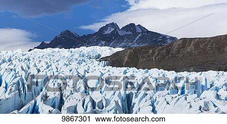 Stock Image - Grey Glacier, Torres del Paine National Park; Torres del Paine, Magallanes and Antartica Chilena Region, Chile. Fotosearch
