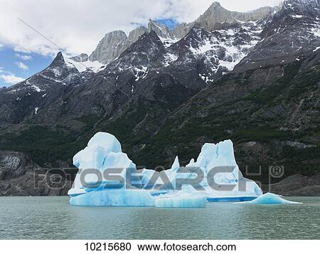 Stock Image - Grey Lake and Grey Glacier, Torres del Paine National Park; Torres del Paine, Magallanes and Antartica Chilena Region, Chile. Fotosearch