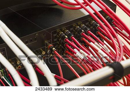 Stock Photo - Home entertainment system wiring in custom built luxury estate home; Edmonton, Alberta, Canada. Fotosearch