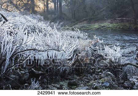 Ice forms near a waterfall; Olney, Oregon, United States of America View Large Photo Image Stock Image - Ice forms near a waterfall; Olney, Oregon, United States of America. Fotosearch