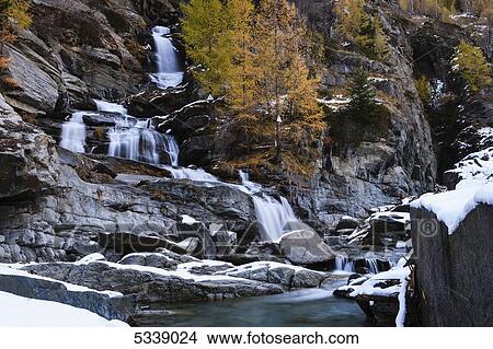 Picture - Lillaz waterfall; Cogne, Italy. Fotosearch