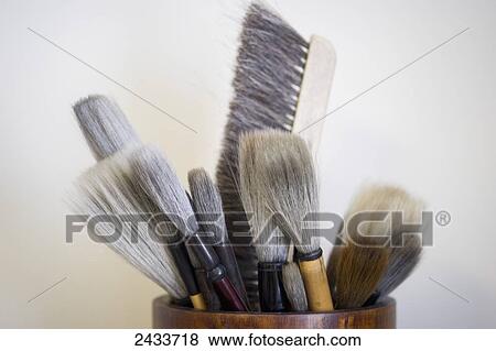 Natural bristle artist brushes in a wooden container for Chinese calligraphy; Gaithersburg, Maryland, United States of America View Large Photo Image Stock Photo - Natural bristle artist brushes in a wooden container for Chinese calligraphy; Gaithersburg, Maryland, United States of America. Fotosearch