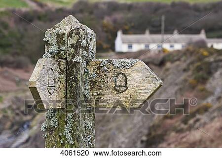Old signpost at Trefin village on Pembrokeshire Coast Path; Wales View Large Photo Image Stock Image - Old signpost at Trefin village on Pembrokeshire Coast Path; Wales. Fotosearch