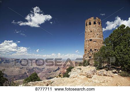 Stock Image - Old stone tower, Grand Canyon National Park; Arizona, United States of America. Fotosearch