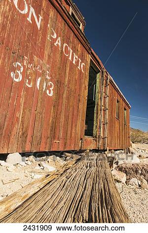 Old Union Pacific rail car, near Death Valley National Park; Rhyolite, California, United States of America View Large Photo Image Stock Photo - Old Union Pacific rail car, near Death Valley National Park; Rhyolite, California, United States of America. Fotosearch