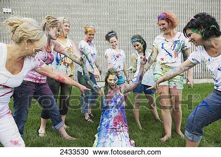 Stock Image - Paint the Bride stagette party; Edmonton, Alberta, Canada. Fotosearch