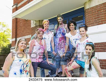 Stock Photography - Paint the Bride stagette party; Edmonton, Alberta, Canada. Fotosearch