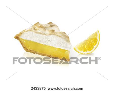 Stock Photography - Piece of lemon meringue pie with a slice of lemon. Fotosearch