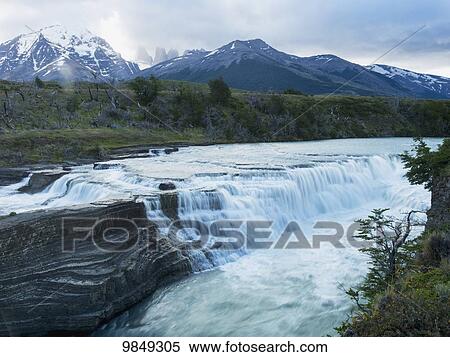 Rio Paine waterfalls, Torres del Paine National Park; Torres del Paine, Magallanes and Antartica Chilena Region, Chile View Large Photo Image Stock Photography - Rio Paine waterfalls, Torres del Paine National Park; Torres del Paine, Magallanes and Antartica Chilena Region, Chile. Fotosearch